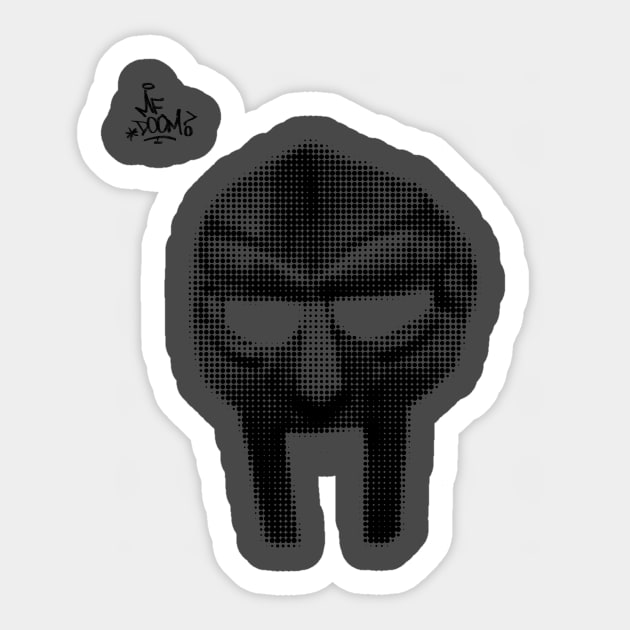 Mf doom mask and signature Sticker by 3ric-